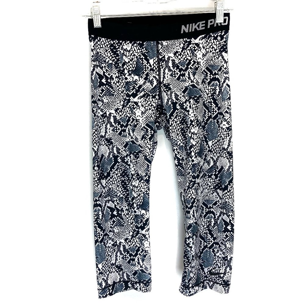 [NIKE] Snakeskin Print Capris Elastic Waist Exercise Leggings Tights size M